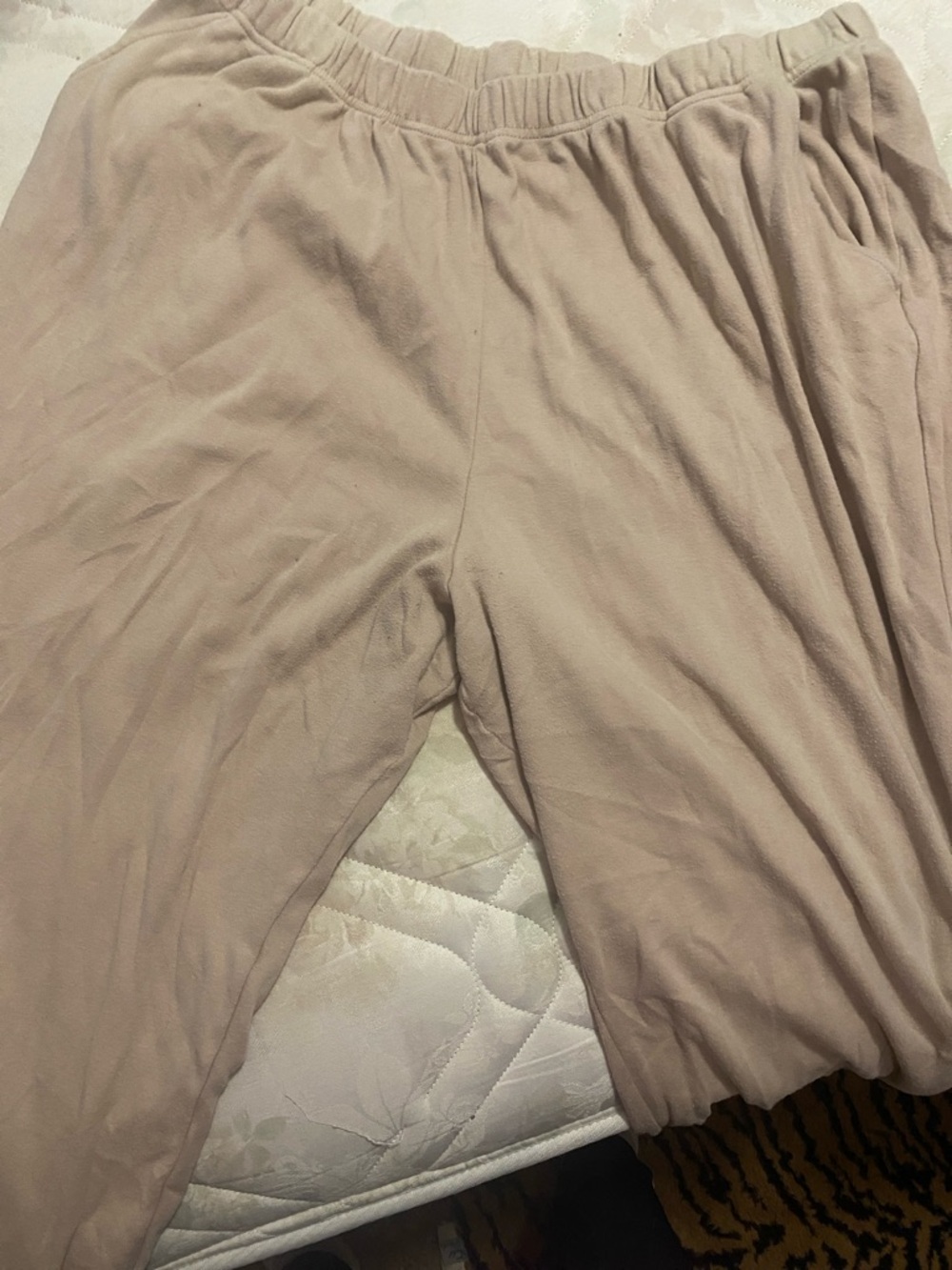Roaman's Women's Elastic-Waist Taupe Track Pants